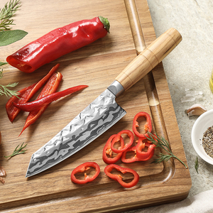 <span class=keywords><strong>Couteau</strong></span> <span class=keywords><strong>Santoku</strong></span> XINZUO en acier Damas de 5 pouces, lame tranchante, manche en bois d'olivier, <span class=keywords><strong>couteau</strong></span> de cuisine polyvalent pour chef, découpe de viande et légumes - Product Image 4