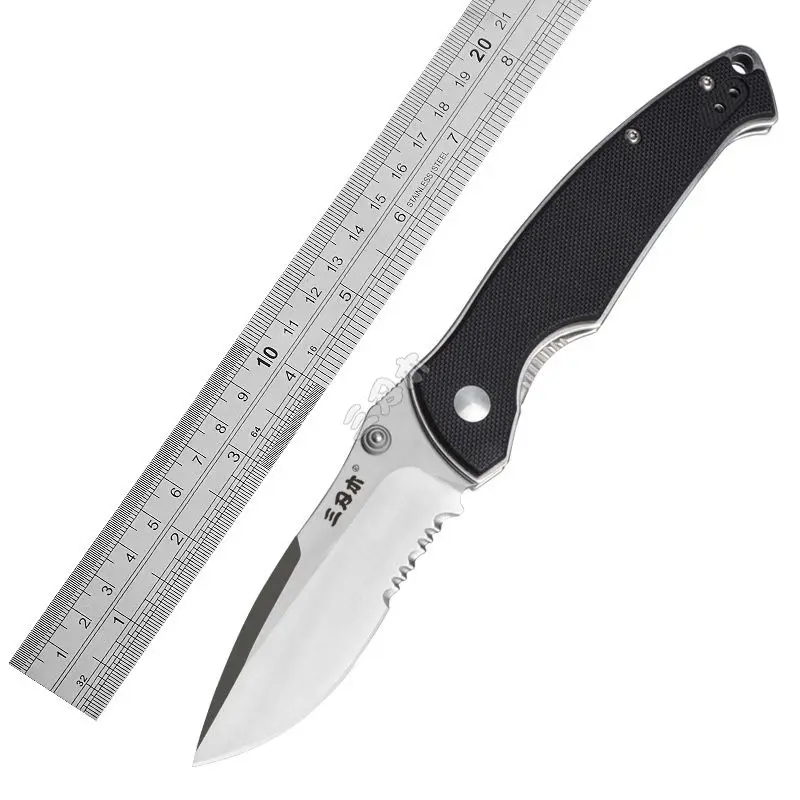 Discount OEM ODM Custom 9012 Serrtated Blade EDC Survival Outdoor Self defense camping tool stainless steel multi function knife
