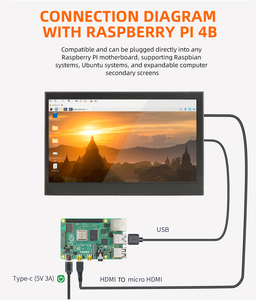 Nueva Pantalla IPS de 7 Pulgadas KTZON para <span class=keywords><strong>Raspberry</strong></span> <span class=keywords><strong>Pi</strong></span> 4B 3B, Pantalla Secundaria HD-MI Táctil Capacitiva sin Controlador, Monitor AIDA64 - Product Image 3