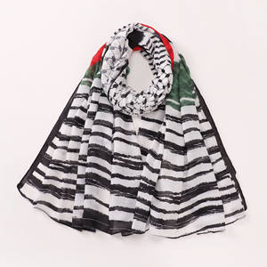 Nouvel arrivage de bandana rayé moyen-orient hijab imprimé satin écharpe châle foulard Palestine islamique ethnique hijab châles - Product Image 4
