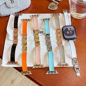 Bracelet-montre en résine blanc/rose tendance pour Apple Watch S10/9 Femmes 45/49 mm, bracelet intelligent pour Apple Watch S11 - Product Image 3