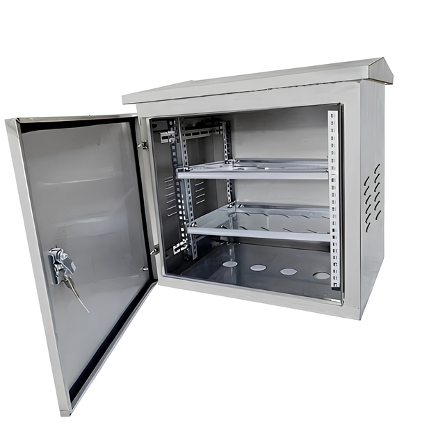 Customized Stainless Steel IP54 Rainproof Sloped Roof Outdoor Network Cabinet 19 Inch Server Rack Enclosure