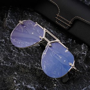 Lunettes de soleil Partagas pour hommes, style punk, semi-cerclées, double pont, protection UV400, avec logo personnalisé, pour la vente en gros - Product Image 3