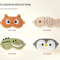 Masque oculaire chauffant au micro-ondes en lin avec motif d'animaux de dessin animé personnalisé, compresse chaude pour les yeux pour soulager la fatigue oculaire et favoriser le sommeil