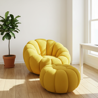 Canapé paresseux individuel en forme de citrouille, pouf moderne capitonné, canapé inclinable confortable et compact pour salon et chambre à coucher