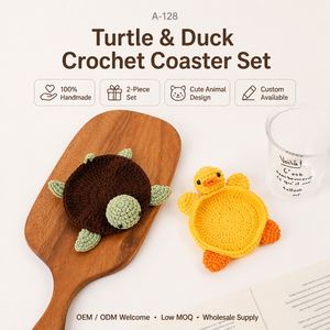 Posavasos de Ganchillo Hecho a Mano con Forma de Tortuga y Pato, Bonito Posavasos de Animal Tejido, Antideslizante, Resistente al Calor, Divertida Decoración de Mesa, Regalo - Product Image 1