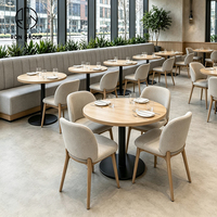 Ensemble de table ronde en bois et chaises en tissu Ron Group Commercial Cafe, sièges rembourrés confortables, mobilier de restaurant