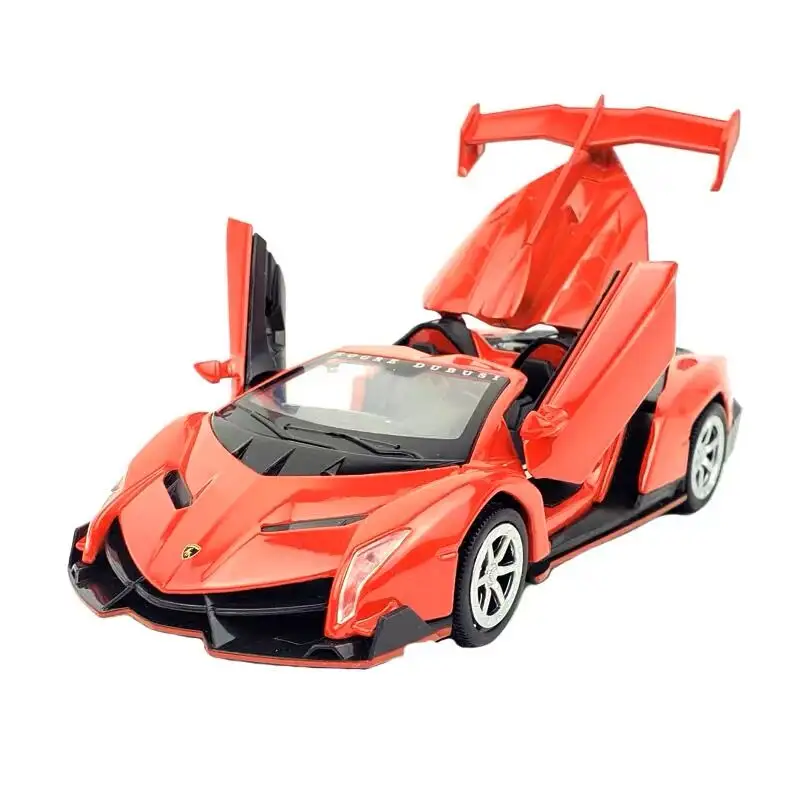 1:28 Lamborghini convertible sports car alloy car model simulation metal car model ornaments sound and light pull back toys