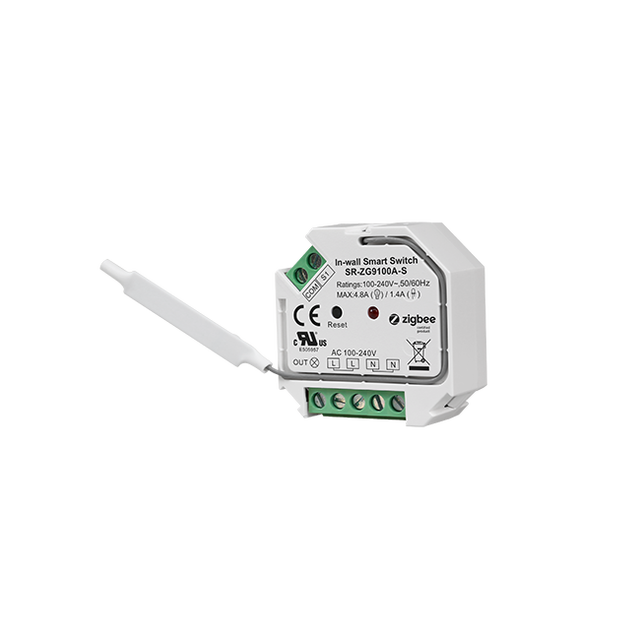 Zigbee Switch SR-ZG9100A-S 100-240VAC 4.8A 2-Wire No Neutral Touchlink Green Power for Office Hotel