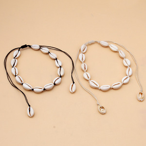 สร้อยคอเปลือกหอยแฟชั่นสำหรับผู้หญิง ทำมือ ดีไซน์เก๋ไก๋ สไตล์ชายหาด เหมาะสำหรับงานปาร์ตี้ ประดับด้วยลูกปัดและเปลือกหอย - Product Image 1