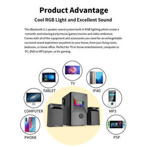 Kit audio pour la maison, haut-parleurs multimédias pour ordinateur, haut-parleurs RGB 2.1, système de cinéma maison, haut-parleurs Bluetooth, haut-parleurs de basses - Product Image 5