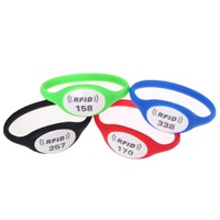 Bracelet en silicone RFID personnalisé avec numéro imprimé, puce IC pour système de casier de parc aquatique ou de salle de sport