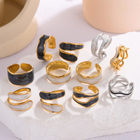 Desain Fashion Terbaru Cincin Anti Air Lapis Emas 18k Bahan Stainless Steel Buatan Tangan Berlapis Enamel Dapat Disesuaikan untuk Wanita