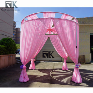 Kit de soporte de fondo redondo de aluminio para mandap de boda, con doble círculo de tubos y cortinas para diseños - Product Image 5