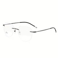 Vente en gros de montures de lunettes sans monture en alliage de titane ultralégères, carrées, pour myopie, lunettes de prescription pour hommes et femmes