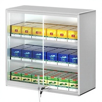 Présentoir mural antivol en alliage d'aluminium Xinanda pour cigarettes, 3 niveaux, à poussée automatique rapide, pour supermarché