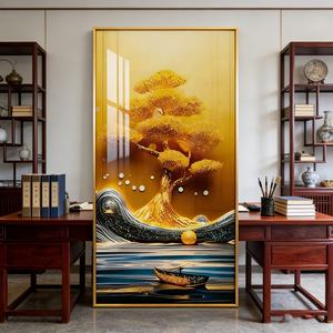 Cuadro de Porcelana de Cristal con Paisaje de Árbol Dorado Moderno, Decoración HD para el Hogar, Sala de Estar, Hotel, Arte de Pared Interior, Personalización LED - Product Image 6