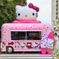 Camion de restauration sur le thème de Hello Kitty rose et adorable - Kiosque mobile personnalisable pour glaces et desserts, idéal pour parcs d'attractions et zones d'accueil