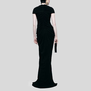 ZYHT 70087 Nueva Colección de Verano, Vestido de Noche Negro de Manga Corta con Malla Larga Calada, Estilo Vintage, Ajustado, para Mujer - Product Image 2