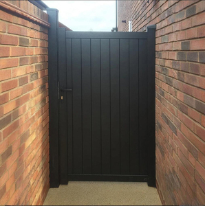 Portails en métal noir <span class=keywords><strong>anthracite</strong></span> pour allée extérieure, à monter soi-même, avec poteaux en aluminium et panneaux en composite bois-plastique (WPC) pour clôture de jardin - Product Image 2
