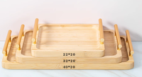 Plateau de service en bois d'acacia de qualité supérieure avec poignées, grand plateau rectangulaire en bois pour le petit-déjeuner, le café, le thé, les desserts, les charcuteries