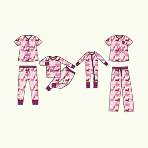 Qingli ODM abiti stampati a forma di cuore di san valentino per la famiglia primavera multicolori per bambini vestiti abbinati padre figlio - Product Image 5