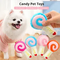 Jouet à mâcher sonore de luxe en peluche en forme de sucette pour chiens et chats, amusant, anti-ennui, 3 couleurs, 5 cm, vente en gros
