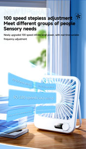 Ventilateur de bureau USB rechargeable portable 1500 mAh, 100 vitesses, vent puissant, inclinaison à 180°, ultra-fin, pliable, camping, voyage, extérieur - Product Image 2