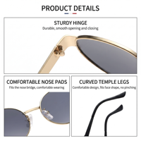 Lunettes de soleil pour femmes de style influenceur transfrontalier, haut de gamme, rétro, ovales, monture intégrale, protection UV400, pour l'extérieur ; d'inspiration Old Money