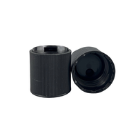 Bouchons en plastique noirs côtelés anti-déversement 24/410 avec disque supérieur pour flacons cosmétiques, petits bouchons à vis, marque YLIO