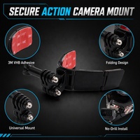 Support de mentonnière pour casque de moto en polycarbonate PC et acier inoxydable, pivotant sur 3 axes, sans perçage, support universel pour caméra d'action