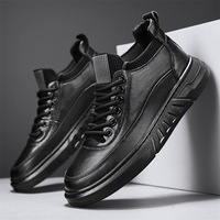 Chaussures de course noires pour hommes, nouvelle tendance mode outdoor, lacets, bout rond, PU imperméable, décontractées, antidérapantes, toutes saisons, OEM