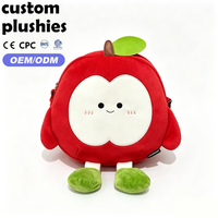 Mochila de Peluche de Manzana Roja Sonriente, Adorable Mochila de Fruta de Dibujos Animados con Extremidades y Hojas, Regalo para Niños