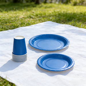 DAMAI Fournitures de fête de couleur unie, vaisselle en papier de couleur unie, ensemble de vaisselle jetable, assiettes de 7 pouces et 9 pouces, gobelets en papier, serviettes - Product Image 2