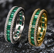 Anillo de Eternidad Completo de Plata de Ley S925 con Imitación de Esmeralda y Moissanita, Estilo Retro, Lujoso, Apilable y Versátil para el Dedo Índice - Product Image 6