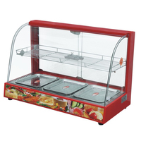 CHUANGYU 2 Tier Patty Warmer Case Commercial Électrique Hamburger Légumes Chauffe-Plats Ensemble Gâteau Vitrine pour Buffet Restaurant