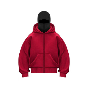 Hoodie-nhà sản xuất thể Thao Tùy chỉnh tất cả trên in Zip Up HOODIE UNISEX đôi mui xe lông cừu áo trùm đầu áo với dây kéo - Product Image 3