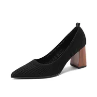 2022 Мини Размер 34 кожаные ботинки с острым носком, в британском стиле, в стиле ретро, пробковой подошве, на высоких каблуках, Вязаный топ-сайдеры