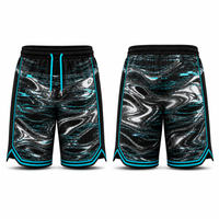 Shorts de basketball personnalisés en sublimation, imprimé Liquid Chrome Cyber Glitch, 100% polyester, maille épaisse