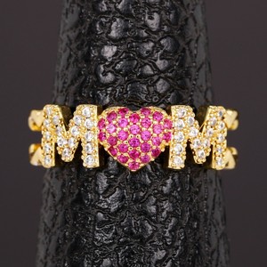 Anillos de cóctel con letras Q265, micro pavé de circonita cúbica, piedra de corazón, unisex, regalo, anillos de moda - Product Image 3