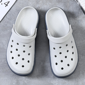 Summer Platform <b>Clogs</b> Solid Color 5cm Heel Breathable Non Slip Outdoor Sandals For Men Women Size 35 To 45 - Product Image 3