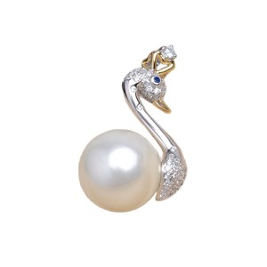 Pendentif baroque vide en argent Wenchi S925, modèle 13033, accessoire de bricolage pour bijoux en perles, design cœur cygne, Chine - Product Image 5