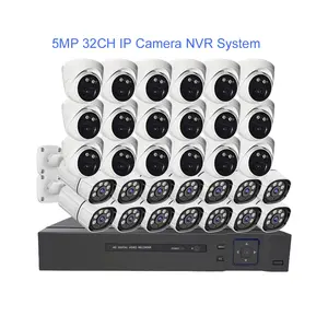 motion detection 5MP 8MP POE cctv camera system home security 24 24ch 32ch 32 64 channel 4K NVR IP camera system with AI face