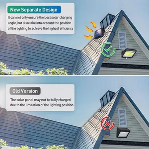 <span class=keywords><strong>Lampe</strong></span> murale séparée à <span class=keywords><strong>LED</strong></span> avec détecteur de mouvement <span class=keywords><strong>solaire</strong></span>, éclairage d'urgence, jardin, extérieur, étanche, rue, garage, patio, avec télécommande - Product Image 5