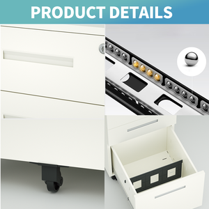 Armoire de classement mobile professionnelle à 3 tiroirs en acier, verrouillable, avec roulettes, pour le rangement de bureau - Product Image 4