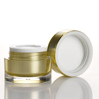 Pot en acrylique rond de 5g/10g couleur or, format mini, pour crème visage et crème contour des yeux, conteneur de voyage en plastique pour soins de la peau et baume à lèvres, avec couvercles à vis.