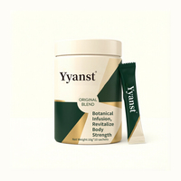 Café instantané mélangé aux extraits botaniques naturels 10g*10 sachets Pot rond géométrique vert et or Boisson pure à base de plantes