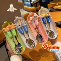 Judy Nick – ensemble de couverts en acier inoxydable 304, cuillère, fourchette, vaisselle pour enfants, avec boîte de rangement portable