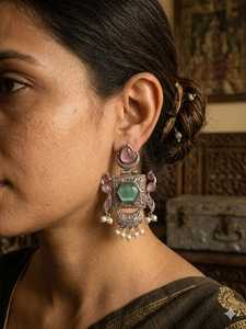 SLA Chandbali Earrings for Women Traditional Ethnic Oxidised Statement Earring Festive & Wedding Jewelry - Product Image 4