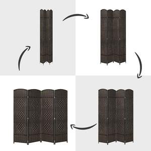 Fabriek Directe Verkoop En Goedkoop Zwart Met De Hand Geweven Ontwerp Antiek Vouwkamerverdelers Scheidingsscherm - Product Image 6